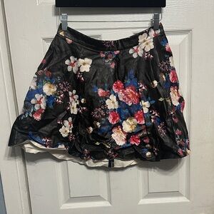 Express Black Floral Mini Skirt